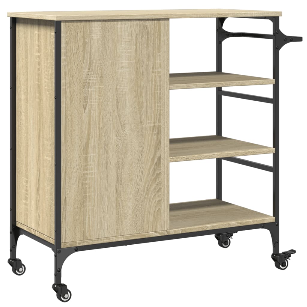 Keukentrolley 87,5x38,5x84,5 cm bewerkt hout sonoma eikenkleur is nu te koop bij PeponiXL, paradijselijk wonen!