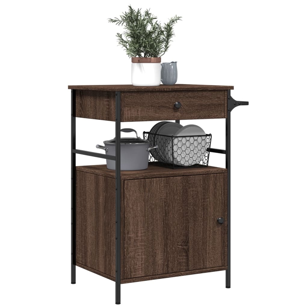 Keukentrolley 56x43x89,5 cm bewerkt hout bruin eikenkleurig is nu te koop bij PeponiXL, paradijselijk wonen!