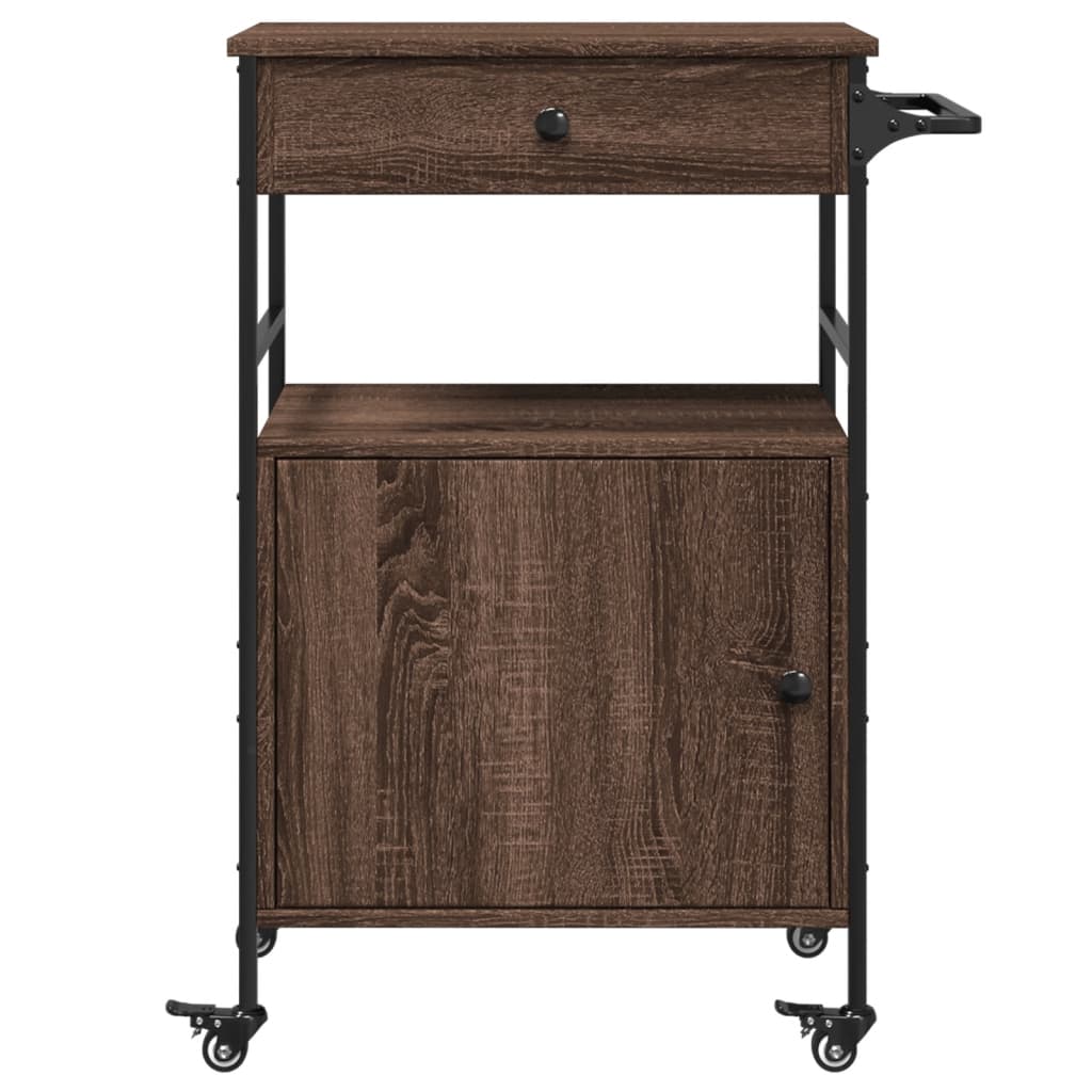 Keukentrolley 56x43x89,5 cm bewerkt hout bruin eikenkleurig is nu te koop bij PeponiXL, paradijselijk wonen!