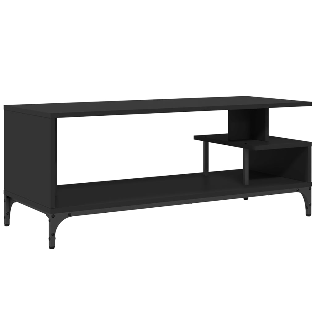 Tv-meubel 102x40x41 cm bewerkt hout en gepoedercoat staal zwart is nu te koop bij PeponiXL, paradijselijk wonen!