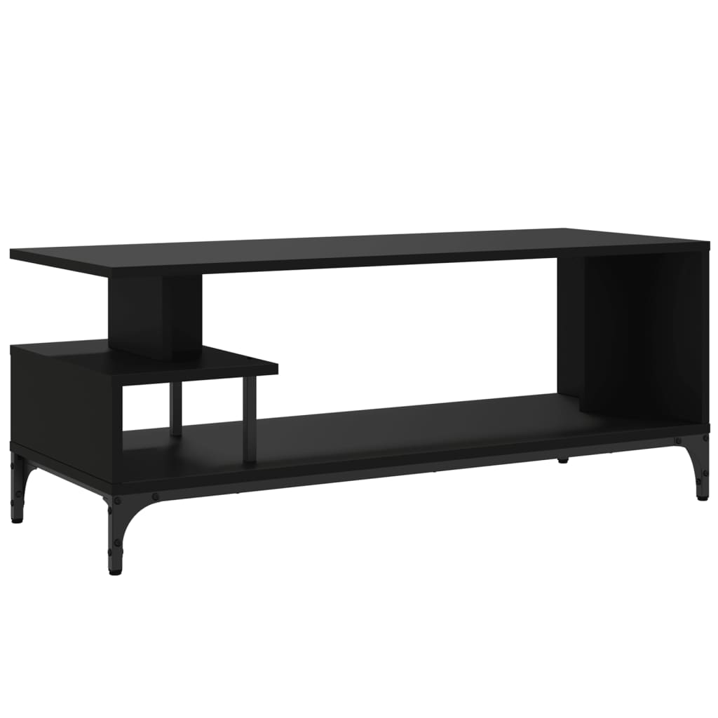 Tv-meubel 102x40x41 cm bewerkt hout en gepoedercoat staal zwart is nu te koop bij PeponiXL, paradijselijk wonen!