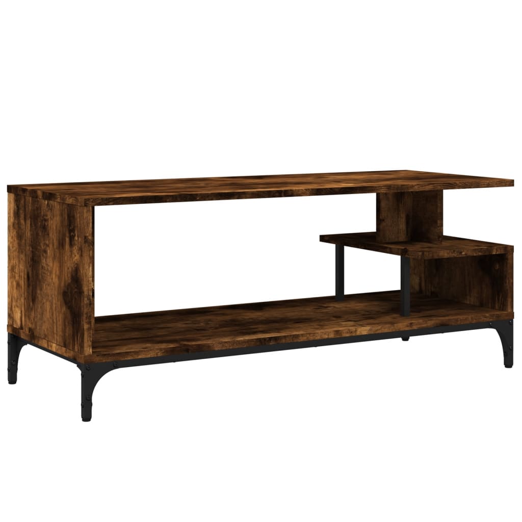 Tv-meubel 102x40x41 cm hout en gepoedercoat staal gerookt eiken is nu te koop bij PeponiXL, paradijselijk wonen!