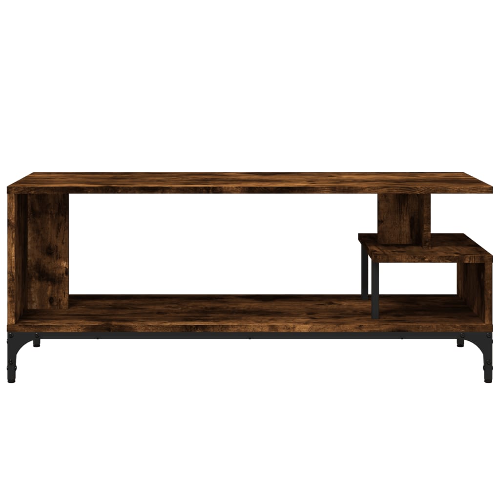 Tv-meubel 102x40x41 cm hout en gepoedercoat staal gerookt eiken is nu te koop bij PeponiXL, paradijselijk wonen!