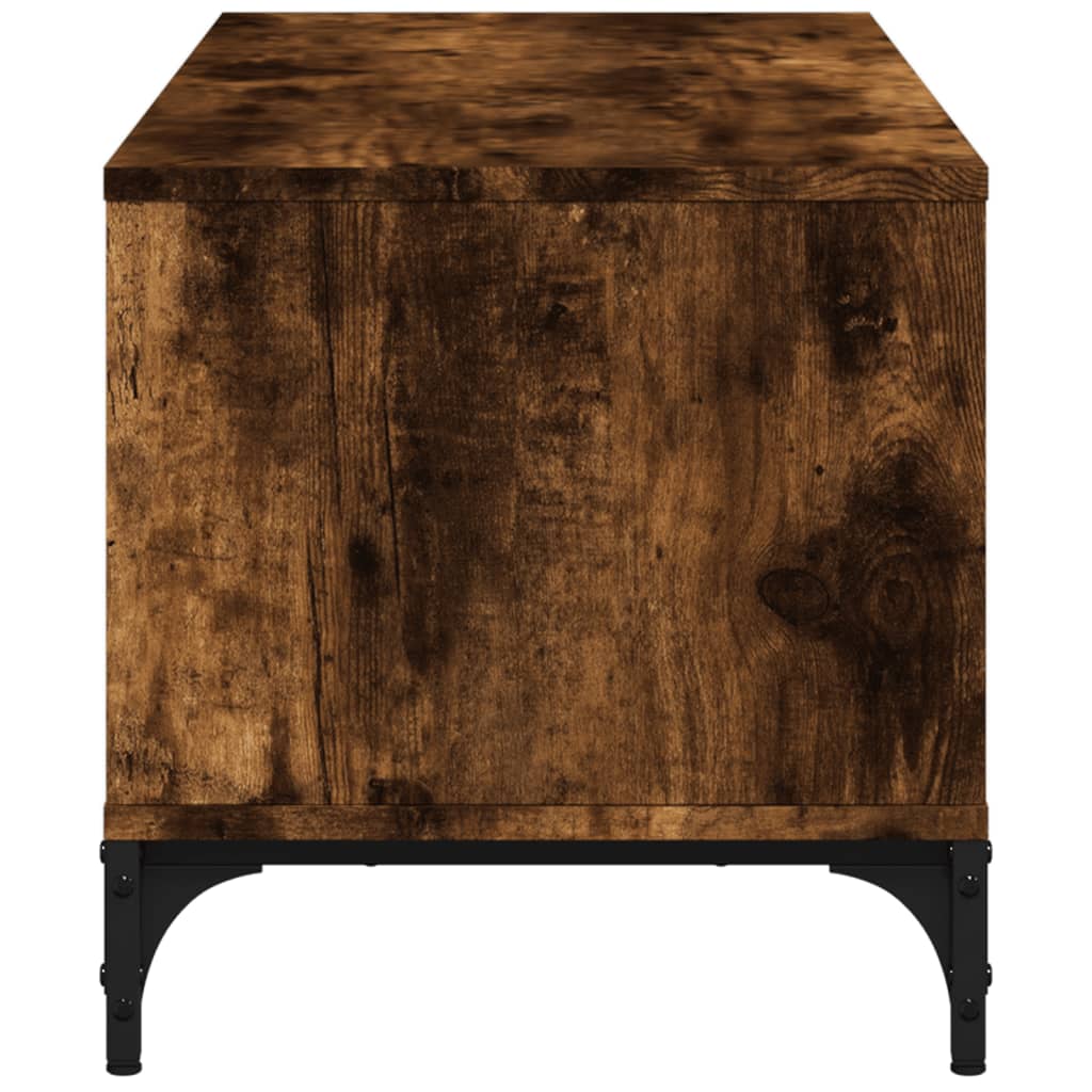 Tv-meubel 102x40x41 cm hout en gepoedercoat staal gerookt eiken is nu te koop bij PeponiXL, paradijselijk wonen!