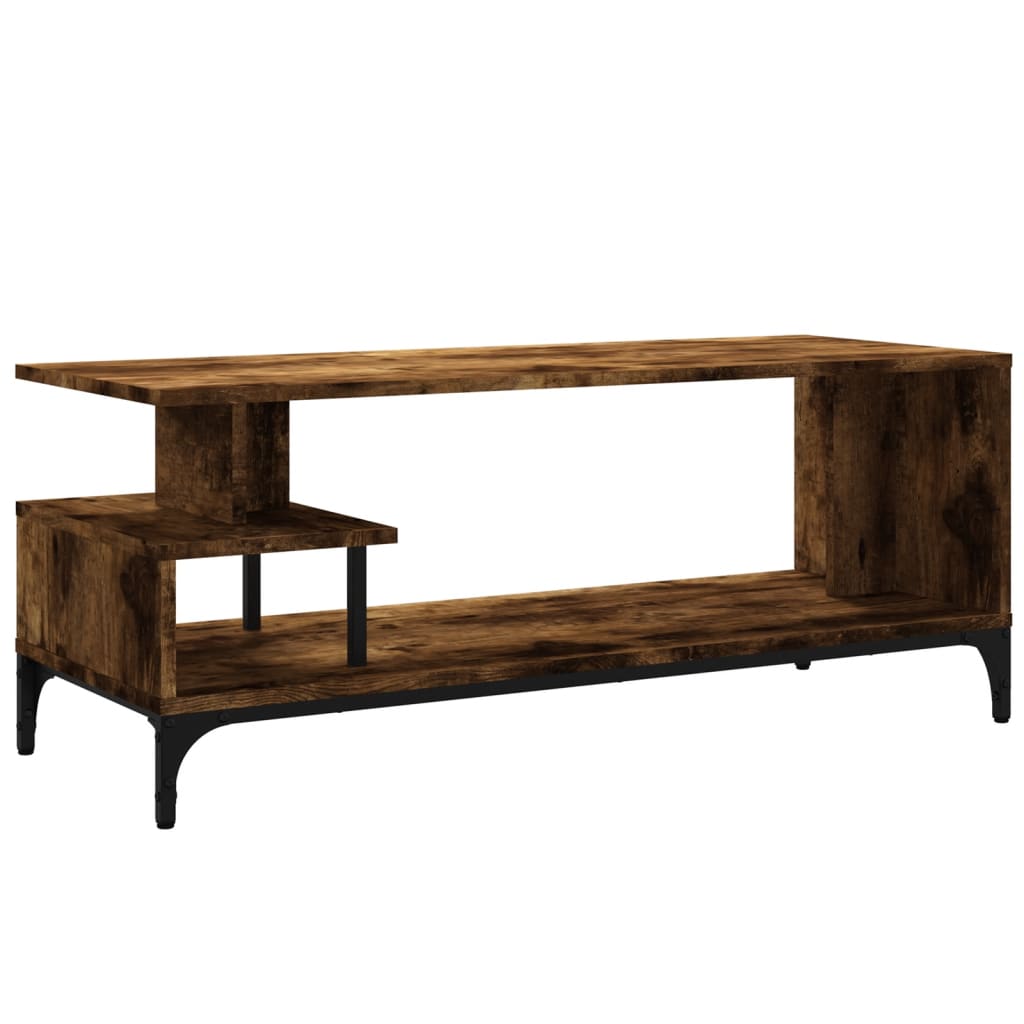Tv-meubel 102x40x41 cm hout en gepoedercoat staal gerookt eiken is nu te koop bij PeponiXL, paradijselijk wonen!
