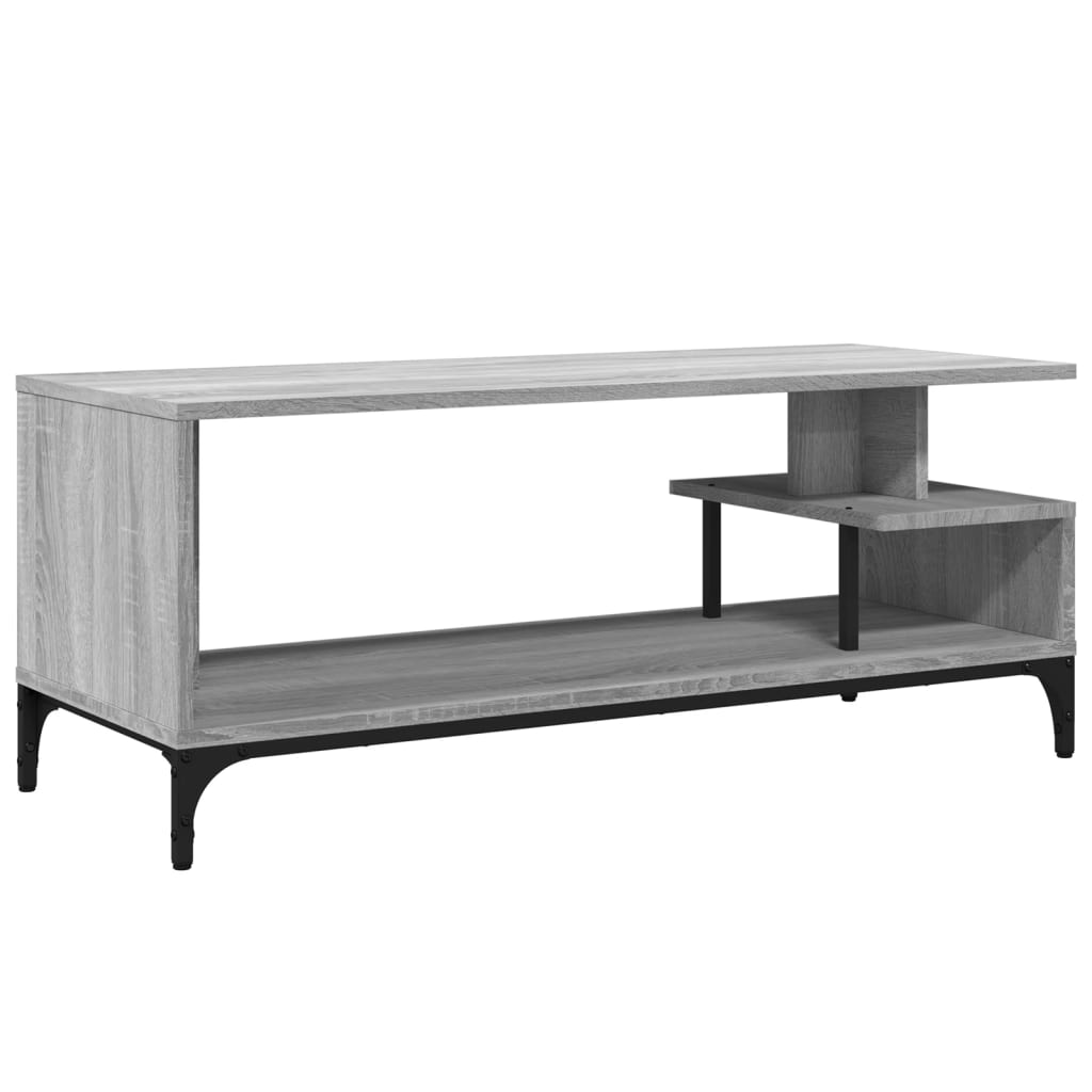 Tv-meubel 102x40x41 cm hout en gepoedercoat staal grijs sonoma is nu te koop bij PeponiXL, paradijselijk wonen!