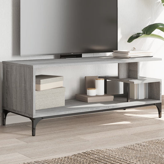 Tv-meubel 102x40x41 cm hout en gepoedercoat staal grijs sonoma is nu te koop bij PeponiXL, paradijselijk wonen!