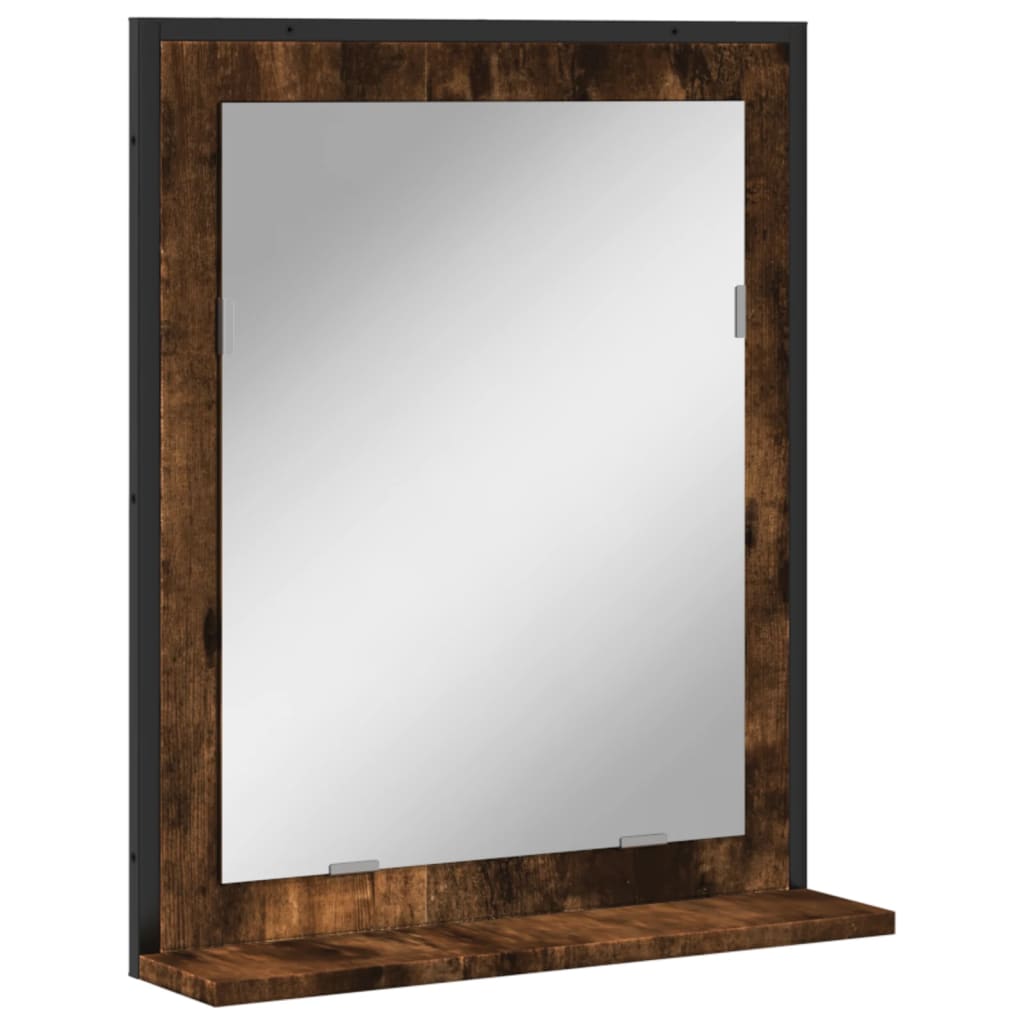 Badkamerspiegel met schap 50x12x60 cm hout gerookt eiken is nu te koop bij PeponiXL, paradijselijk wonen!