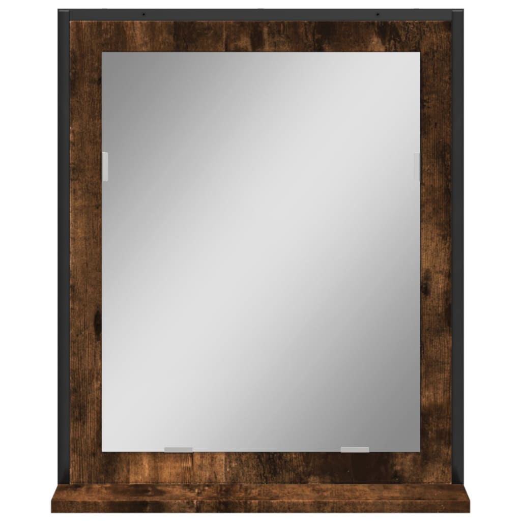 Badkamerspiegel met schap 50x12x60 cm hout gerookt eiken is nu te koop bij PeponiXL, paradijselijk wonen!
