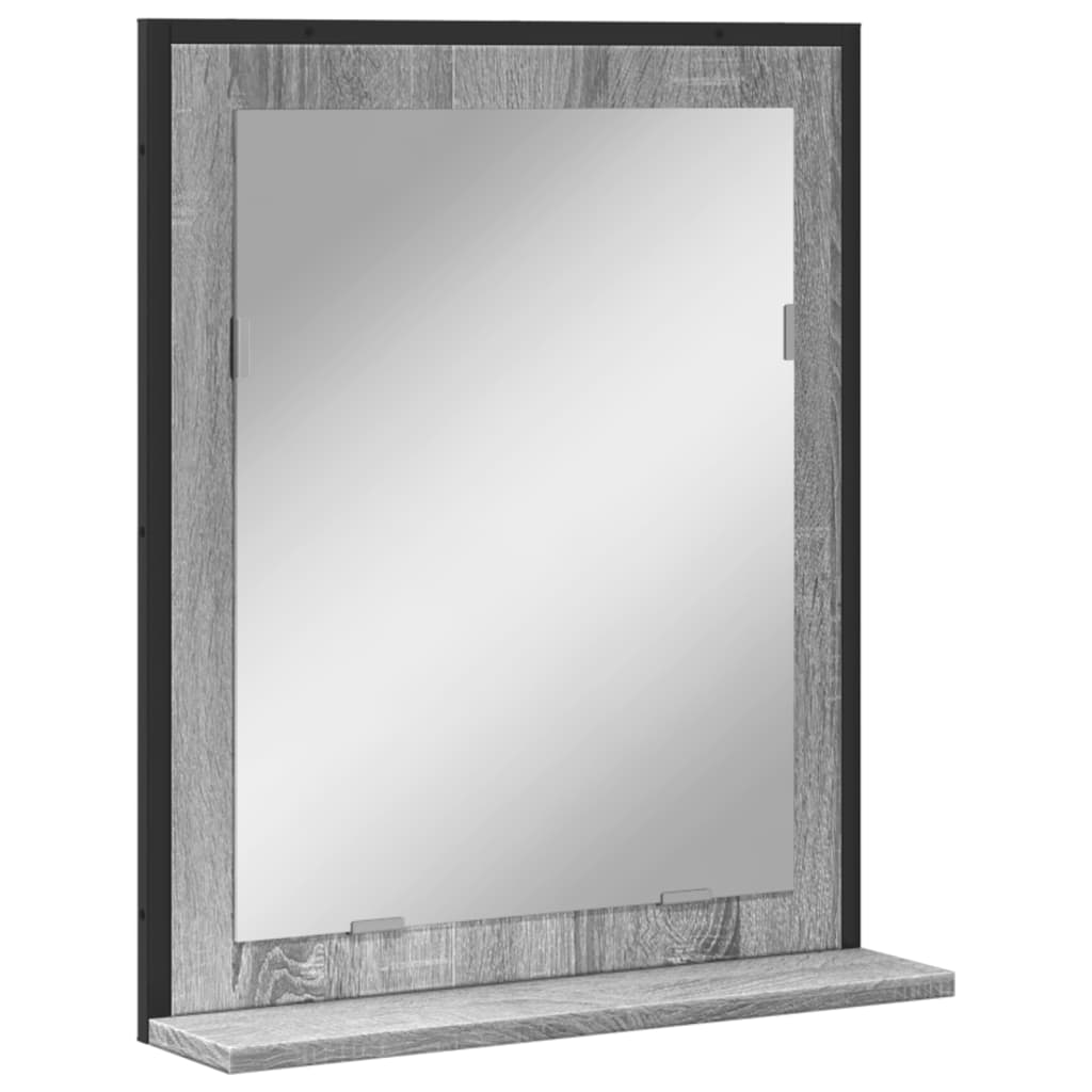 Badkamerspiegel met schap 50x12x60 cm hout grijs sonoma eiken is nu te koop bij PeponiXL, paradijselijk wonen!
