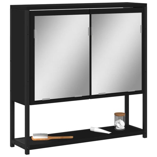 Badkamerspiegelkast 60x16x60 cm bewerkt hout zwart is nu te koop bij PeponiXL, paradijselijk wonen!