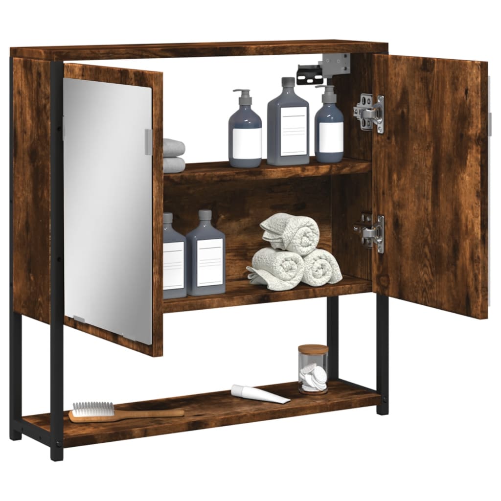 Badkamerspiegelkast 60x16x60 cm bewerkt hout gerookt eikenkleur is nu te koop bij PeponiXL, paradijselijk wonen!