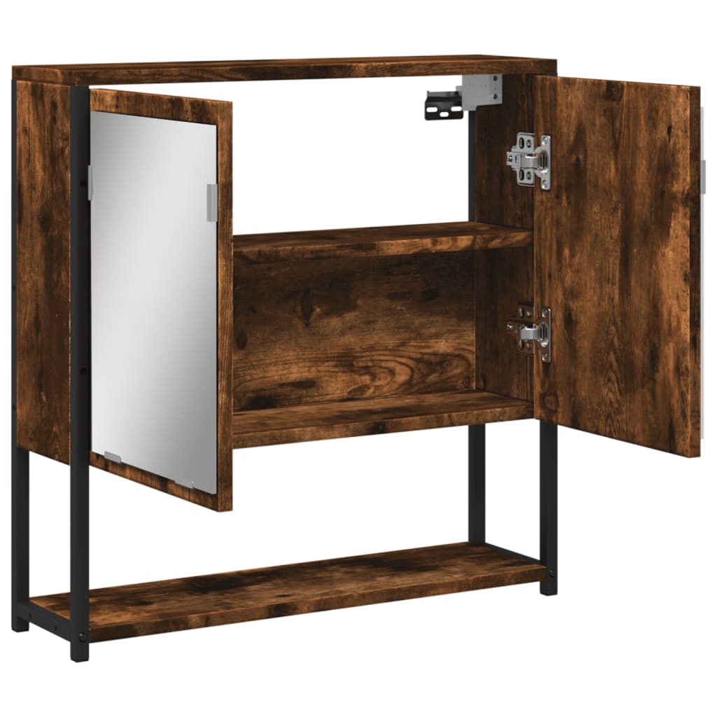 Badkamerspiegelkast 60x16x60 cm bewerkt hout gerookt eikenkleur is nu te koop bij PeponiXL, paradijselijk wonen!