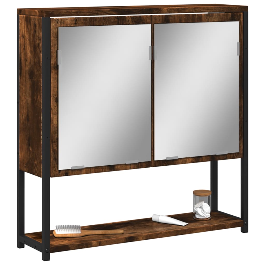 Badkamerspiegelkast 60x16x60 cm bewerkt hout gerookt eikenkleur is nu te koop bij PeponiXL, paradijselijk wonen!