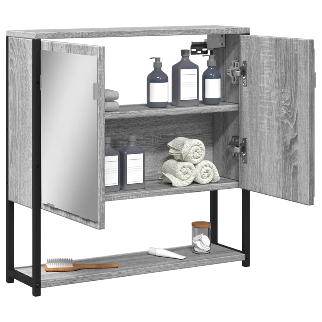 Badkamerspiegelkast 60x16x60 cm bewerkt hout grijs sonoma eiken is nu te koop bij PeponiXL, paradijselijk wonen!