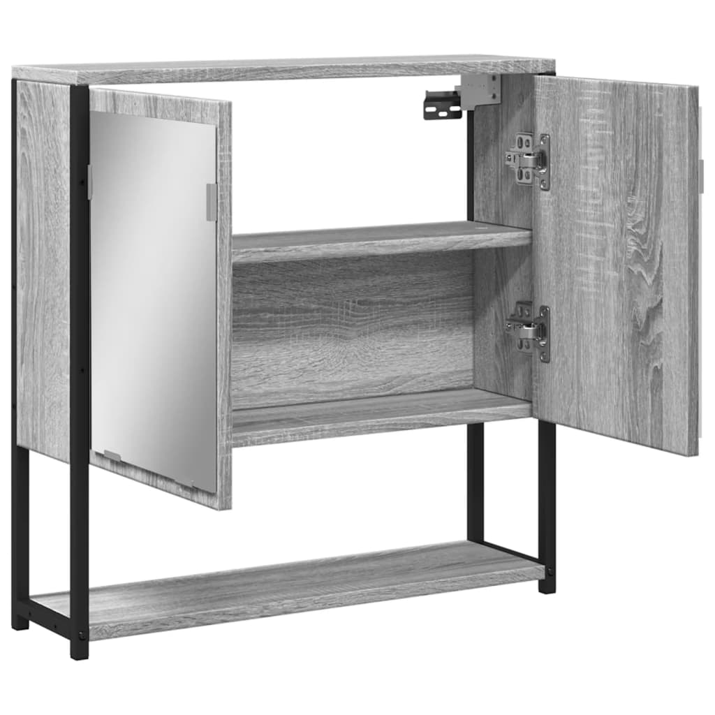 Badkamerspiegelkast 60x16x60 cm bewerkt hout grijs sonoma eiken is nu te koop bij PeponiXL, paradijselijk wonen!