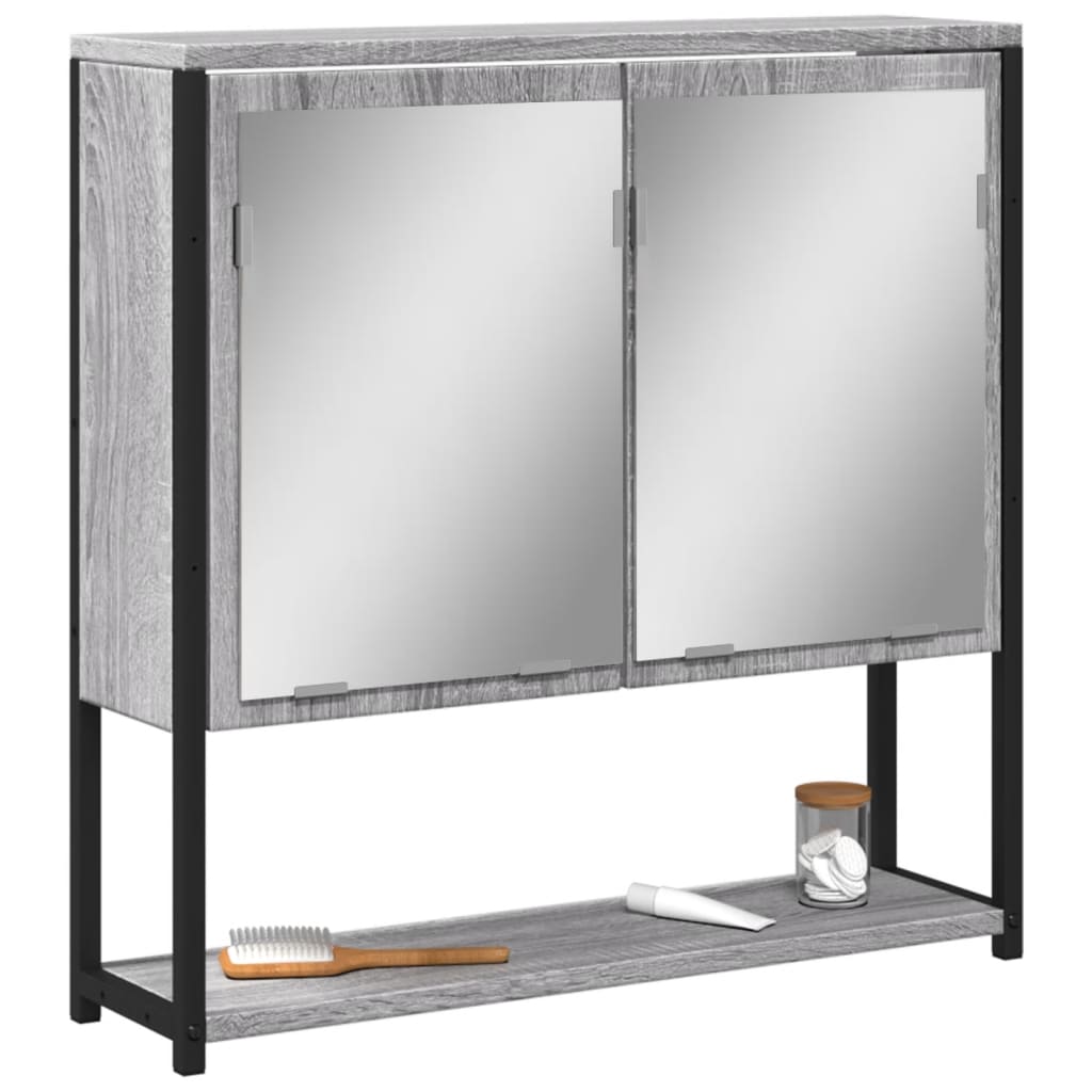 Badkamerspiegelkast 60x16x60 cm bewerkt hout grijs sonoma eiken is nu te koop bij PeponiXL, paradijselijk wonen!