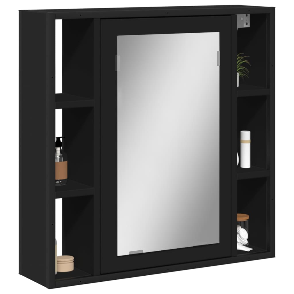 Badkamerspiegelkast 60x16x60 cm bewerkt hout zwart is nu te koop bij PeponiXL, paradijselijk wonen!