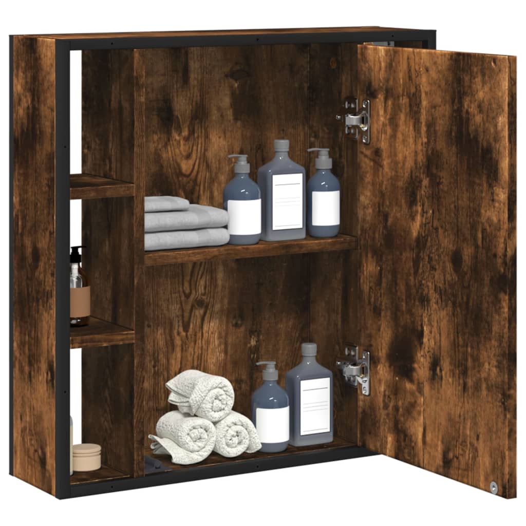 Badkamerspiegelkast 60x16x60 cm bewerkt hout gerookt eikenkleur is nu te koop bij PeponiXL, paradijselijk wonen!