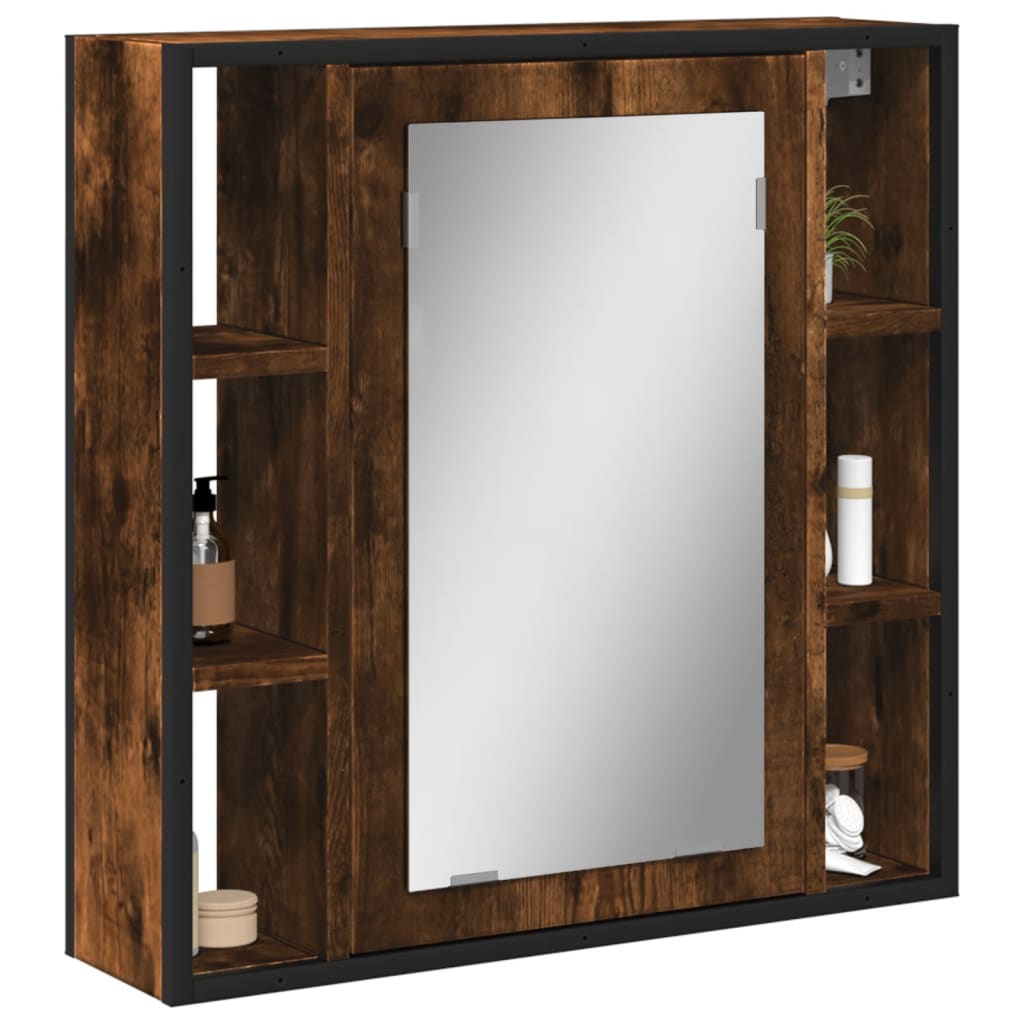 Badkamerspiegelkast 60x16x60 cm bewerkt hout gerookt eikenkleur is nu te koop bij PeponiXL, paradijselijk wonen!