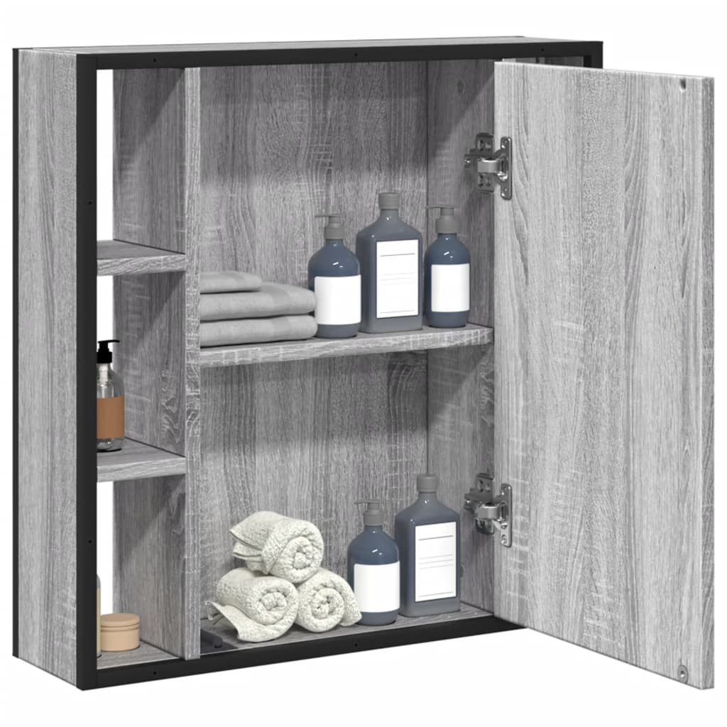 Badkamerspiegelkast 60x16x60 cm bewerkt hout grijs sonoma eiken is nu te koop bij PeponiXL, paradijselijk wonen!