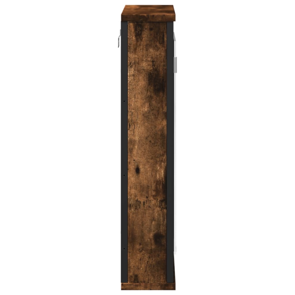 Badkamerspiegelkast 42x12x60 cm bewerkt hout gerookt eikenkleur is nu te koop bij PeponiXL, paradijselijk wonen!