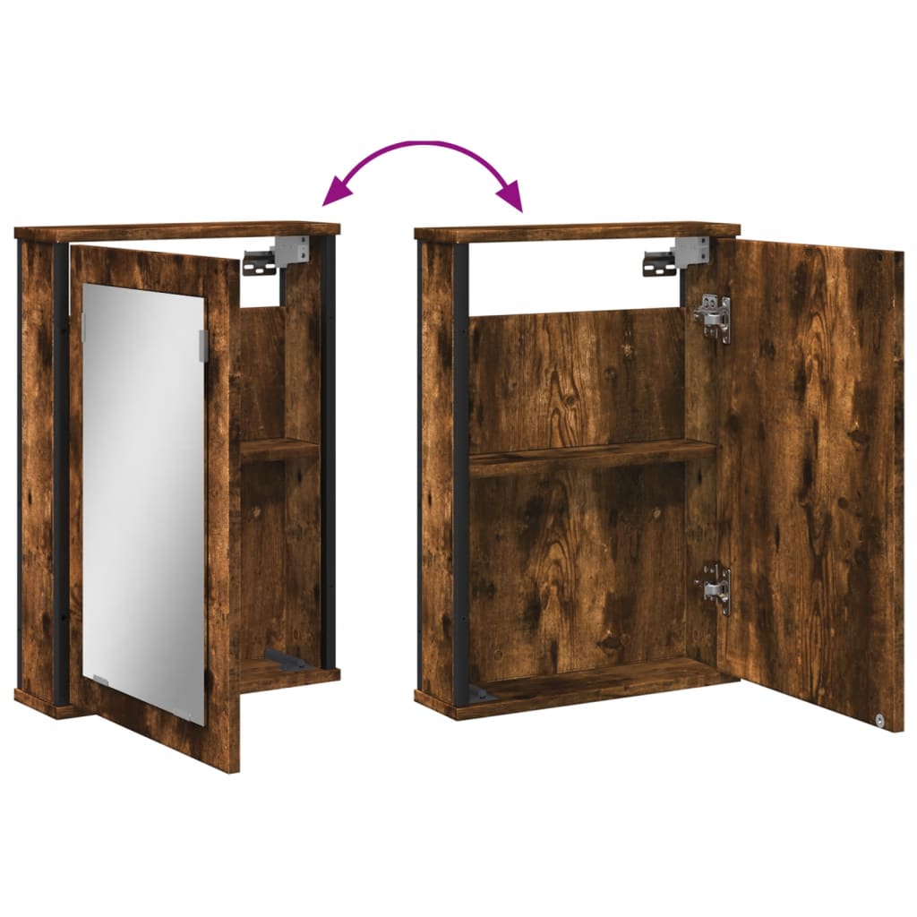 Badkamerspiegelkast 42x12x60 cm bewerkt hout gerookt eikenkleur is nu te koop bij PeponiXL, paradijselijk wonen!