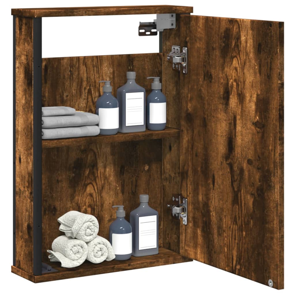 Badkamerspiegelkast 42x12x60 cm bewerkt hout gerookt eikenkleur is nu te koop bij PeponiXL, paradijselijk wonen!