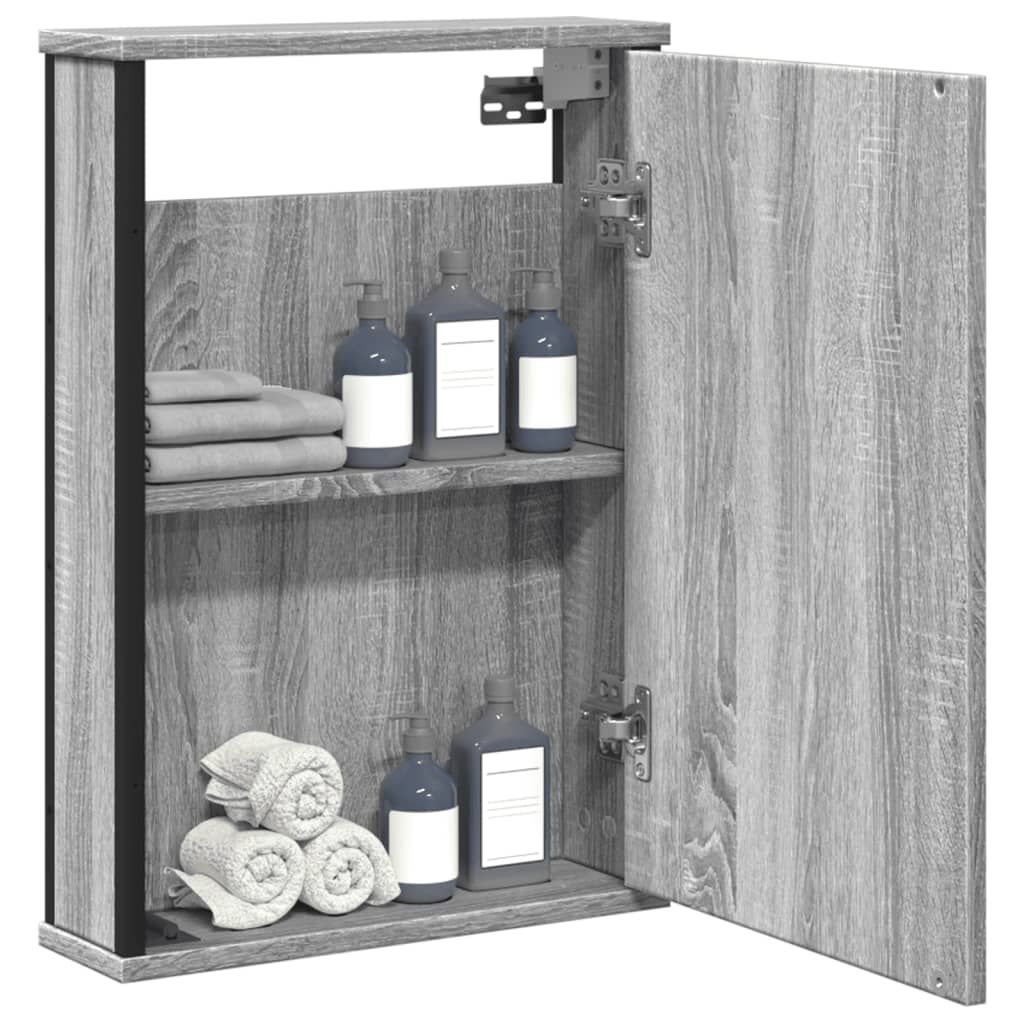 Badkamerspiegelkast 42x12x60 cm bewerkt hout grijs sonoma eiken is nu te koop bij PeponiXL, paradijselijk wonen!