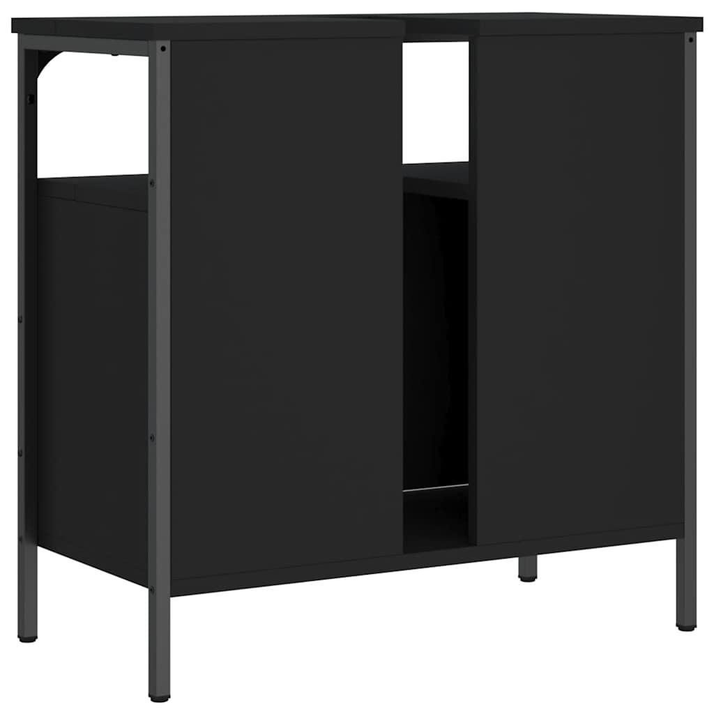 Wastafelkast 60x30x60 cm bewerkt hout zwart is nu te koop bij PeponiXL, paradijselijk wonen!