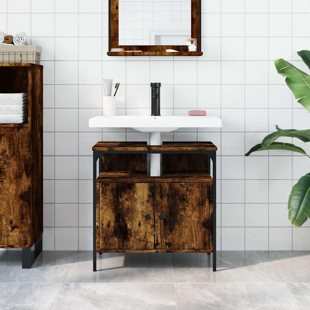 Badkamerkast 60x30x60 cm bewerkt hout gerookt eikenkleurig is nu te koop bij PeponiXL, paradijselijk wonen!