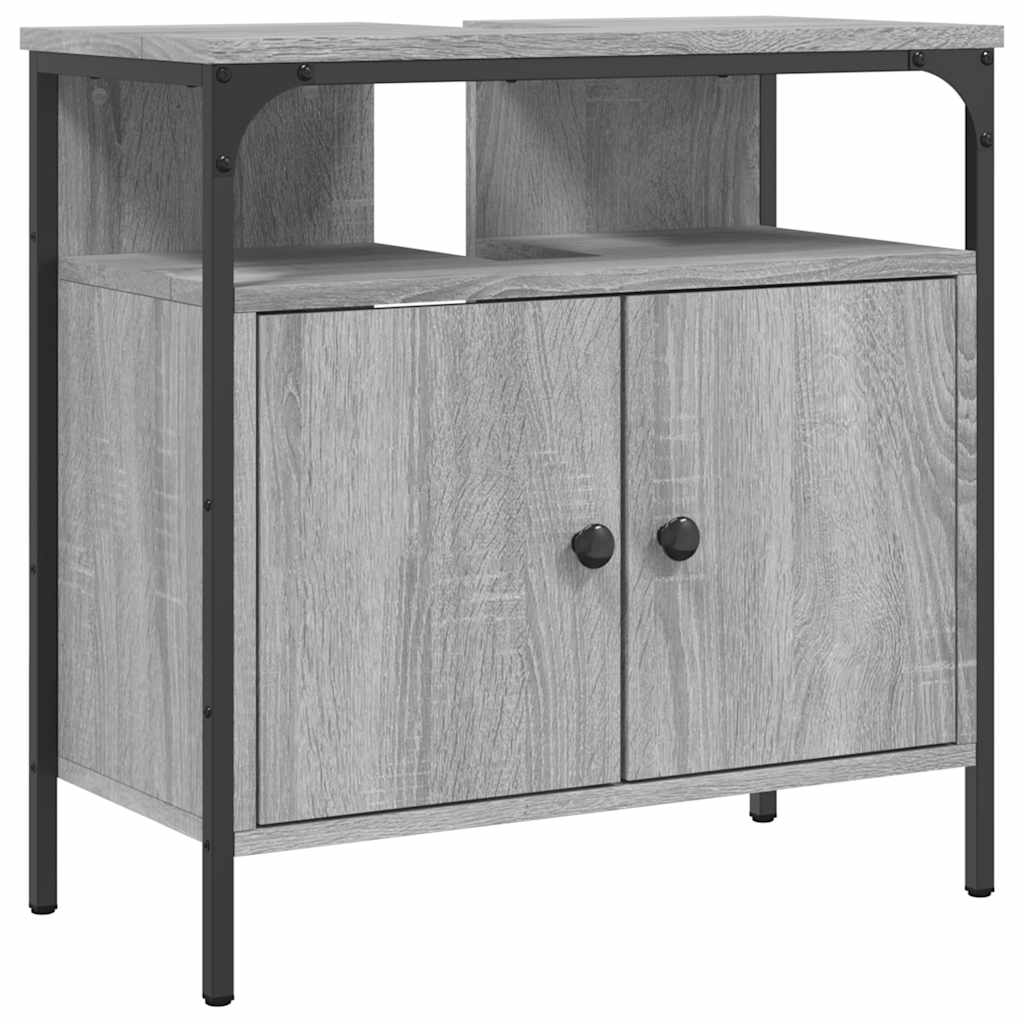 Wastafelkast 60x30x60 cm bewerkt hout grijs sonoma eikenkleurig is nu te koop bij PeponiXL, paradijselijk wonen!