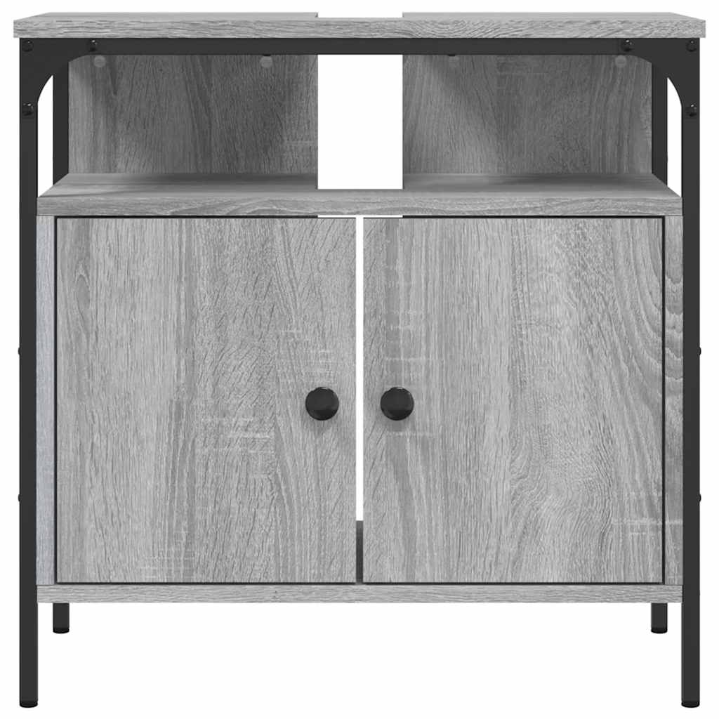 Wastafelkast 60x30x60 cm bewerkt hout grijs sonoma eikenkleurig is nu te koop bij PeponiXL, paradijselijk wonen!