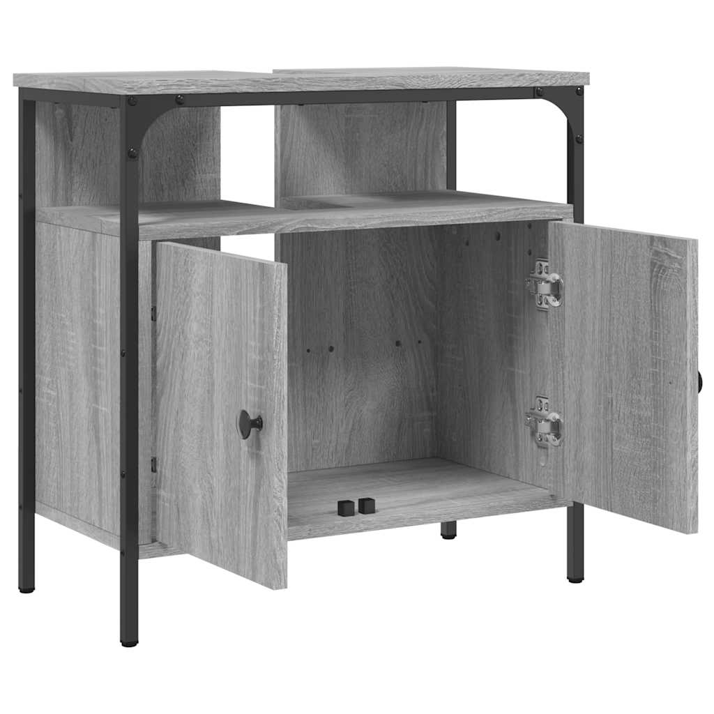 Wastafelkast 60x30x60 cm bewerkt hout grijs sonoma eikenkleurig is nu te koop bij PeponiXL, paradijselijk wonen!