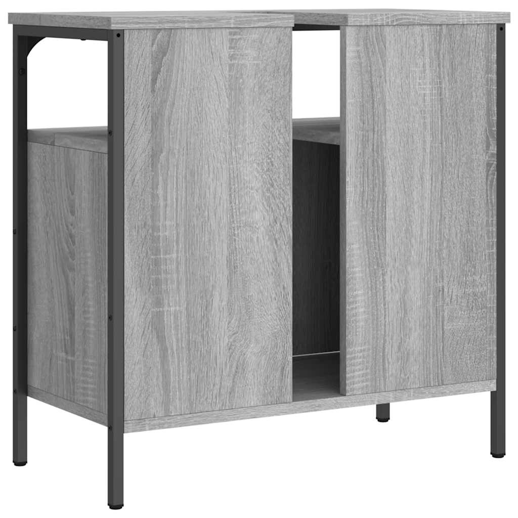 Wastafelkast 60x30x60 cm bewerkt hout grijs sonoma eikenkleurig is nu te koop bij PeponiXL, paradijselijk wonen!
