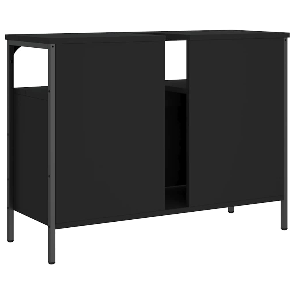 Wastafelkast 80x30x60 cm bewerkt hout zwart is nu te koop bij PeponiXL, paradijselijk wonen!