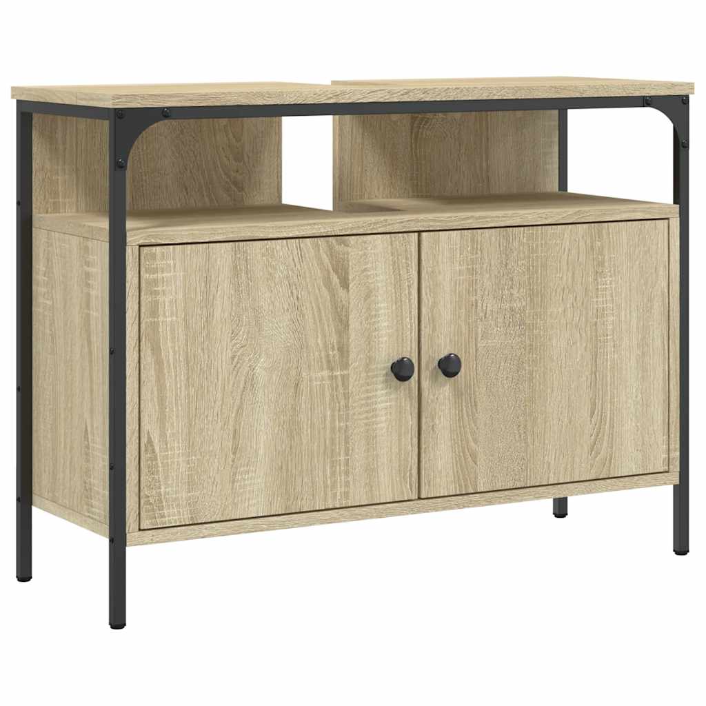Wastafelkast 80x30x60 cm bewerkt hout sonoma eikenkleurig is nu te koop bij PeponiXL, paradijselijk wonen!