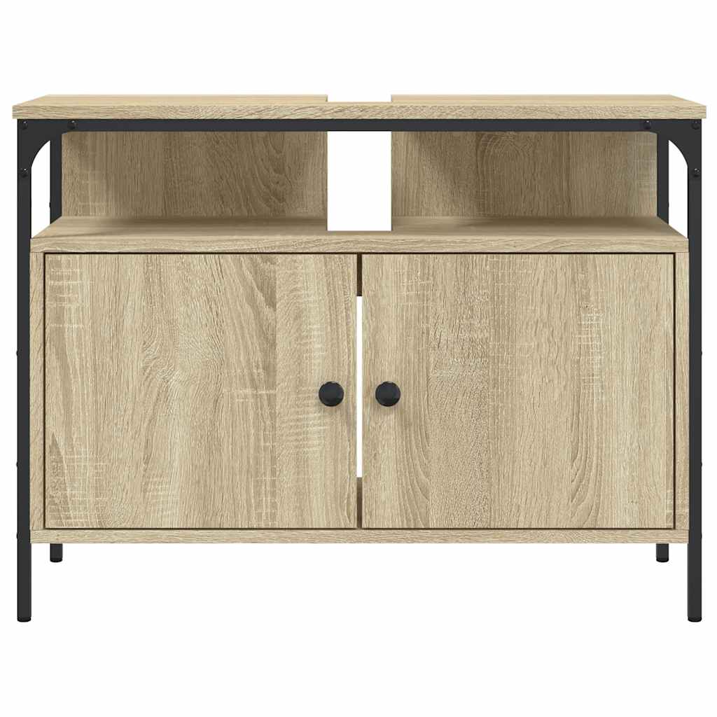 Wastafelkast 80x30x60 cm bewerkt hout sonoma eikenkleurig is nu te koop bij PeponiXL, paradijselijk wonen!