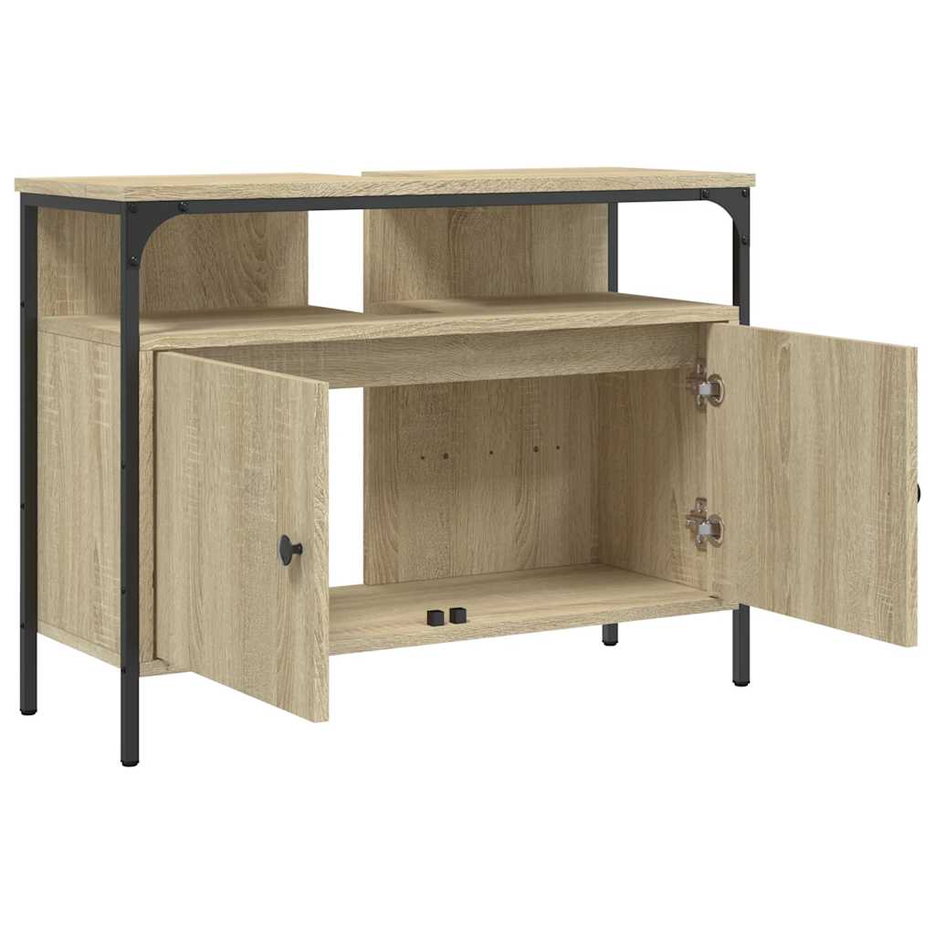 Wastafelkast 80x30x60 cm bewerkt hout sonoma eikenkleurig is nu te koop bij PeponiXL, paradijselijk wonen!