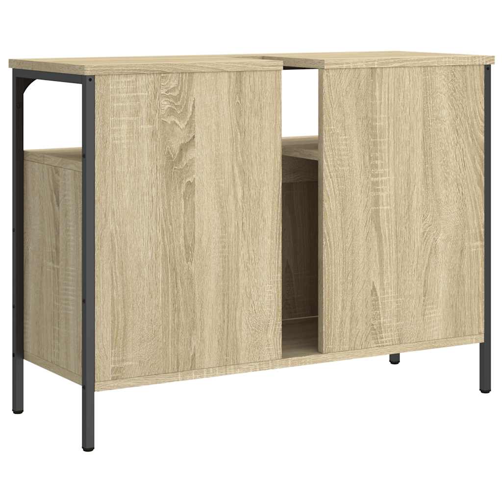 Wastafelkast 80x30x60 cm bewerkt hout sonoma eikenkleurig is nu te koop bij PeponiXL, paradijselijk wonen!