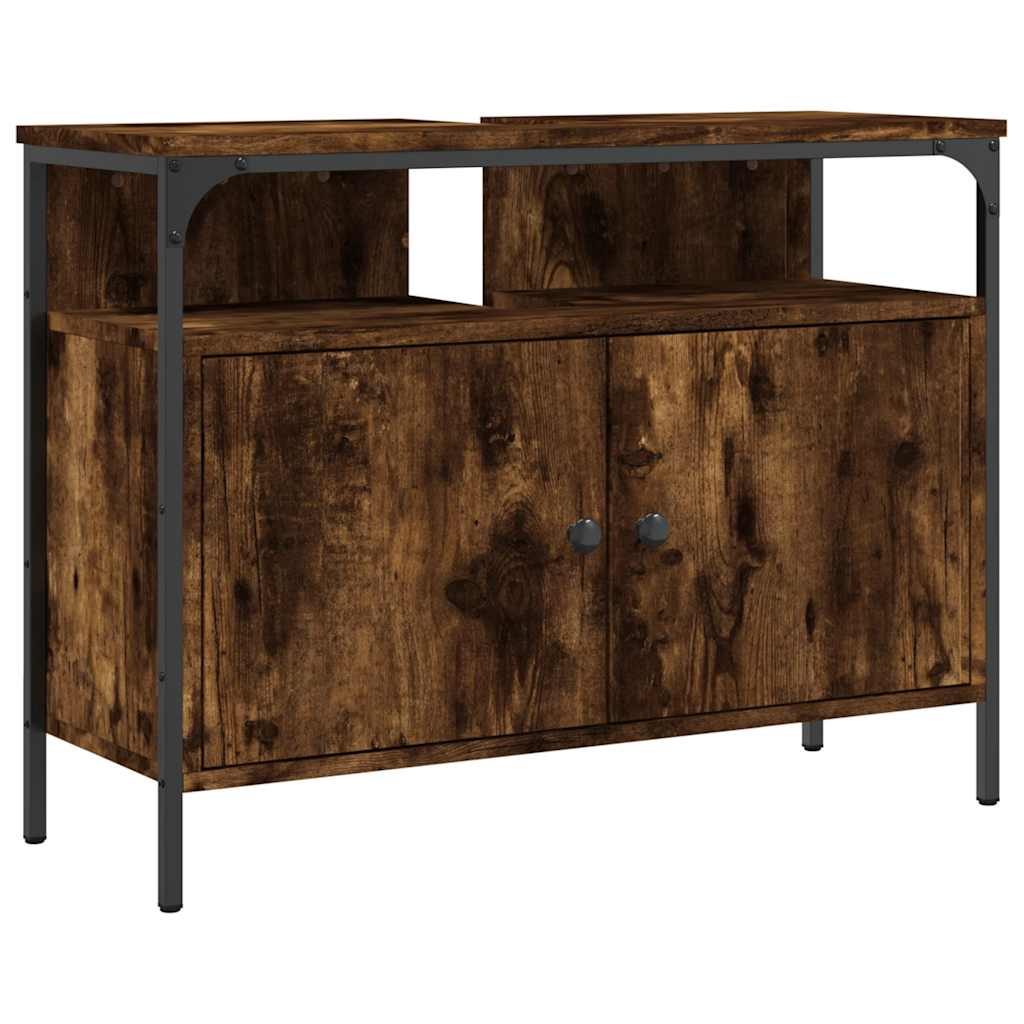 Badkamerkast 80x30x60 cm bewerkt hout gerookt eikenkleurig is nu te koop bij PeponiXL, paradijselijk wonen!
