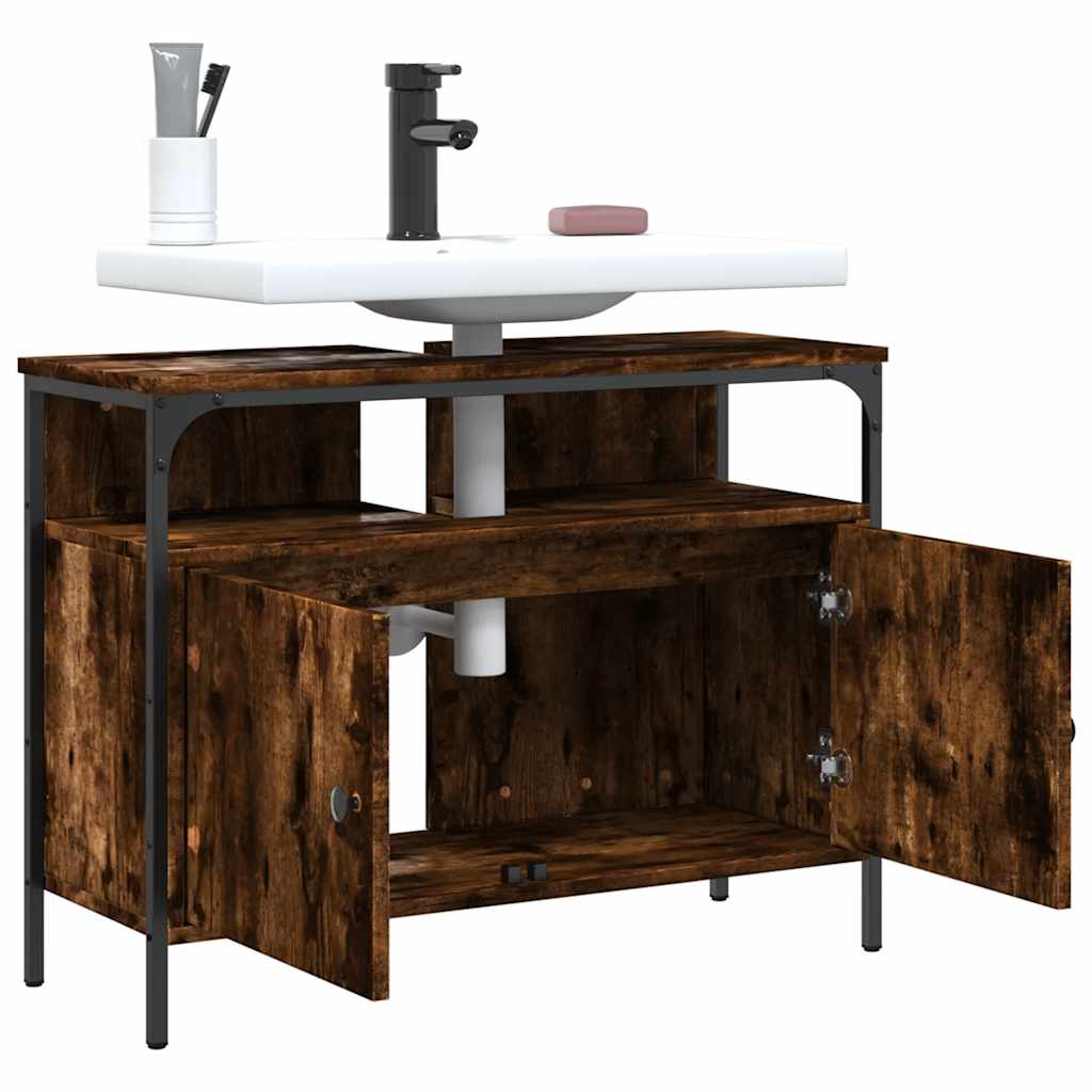 Badkamerkast 80x30x60 cm bewerkt hout gerookt eikenkleurig is nu te koop bij PeponiXL, paradijselijk wonen!