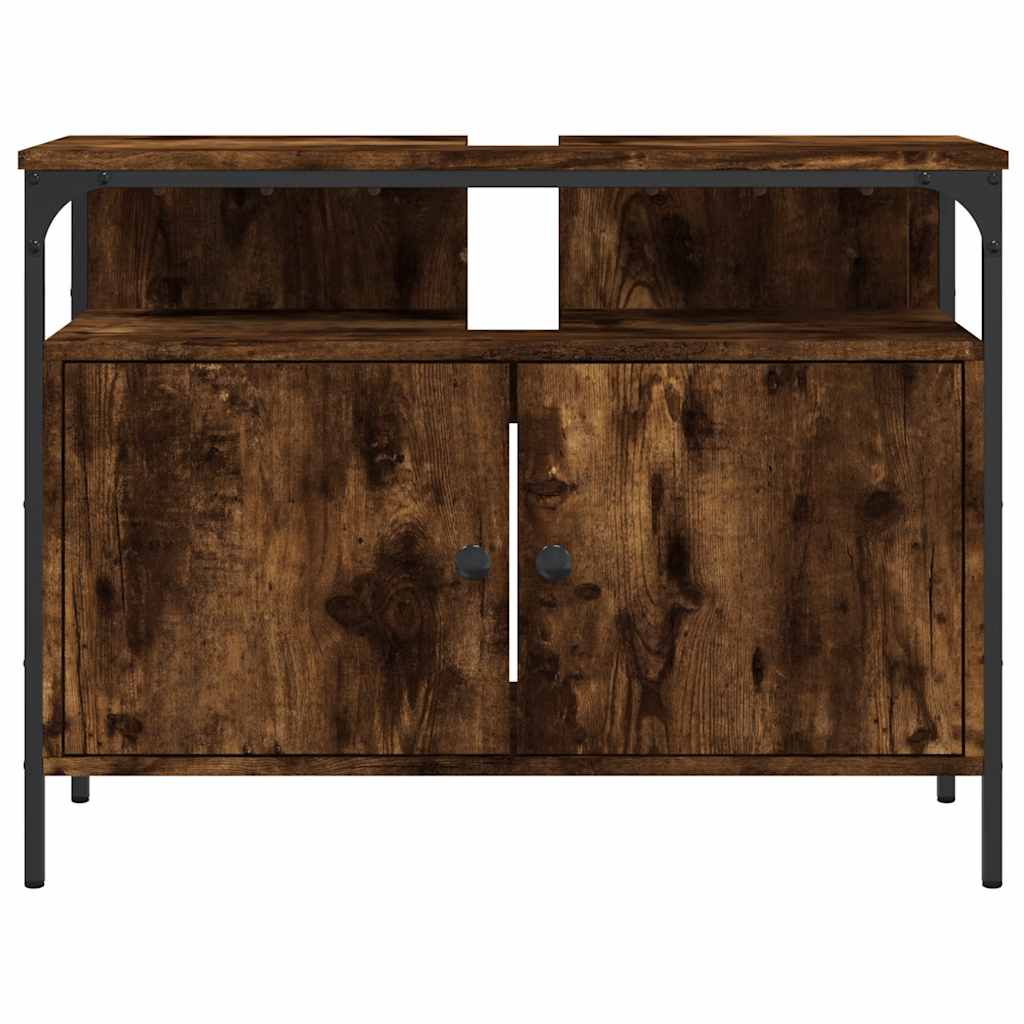 Badkamerkast 80x30x60 cm bewerkt hout gerookt eikenkleurig is nu te koop bij PeponiXL, paradijselijk wonen!