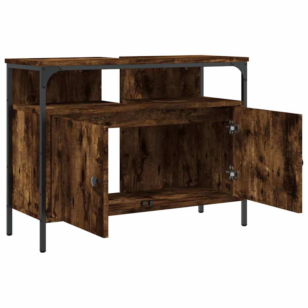 Badkamerkast 80x30x60 cm bewerkt hout gerookt eikenkleurig is nu te koop bij PeponiXL, paradijselijk wonen!