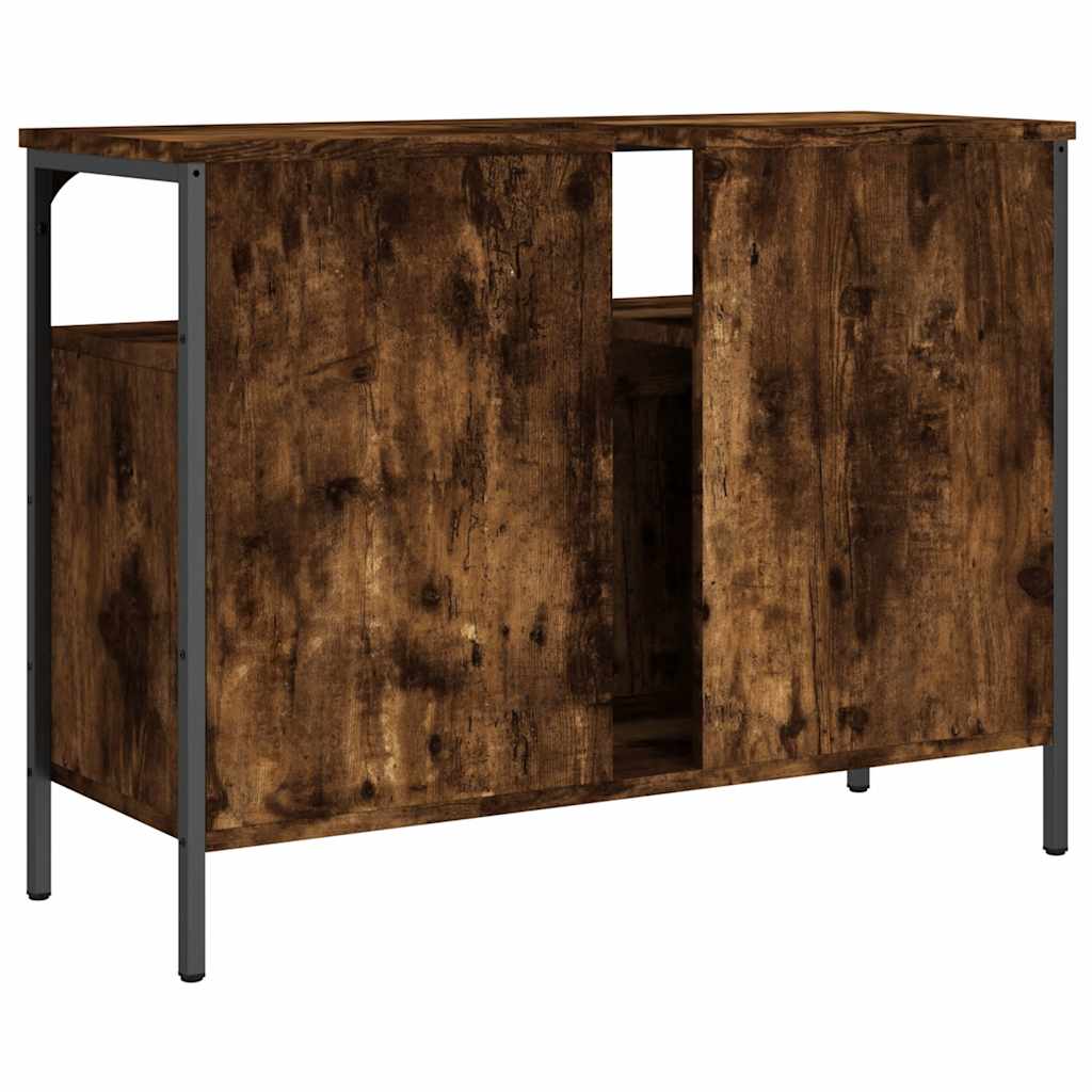 Badkamerkast 80x30x60 cm bewerkt hout gerookt eikenkleurig is nu te koop bij PeponiXL, paradijselijk wonen!