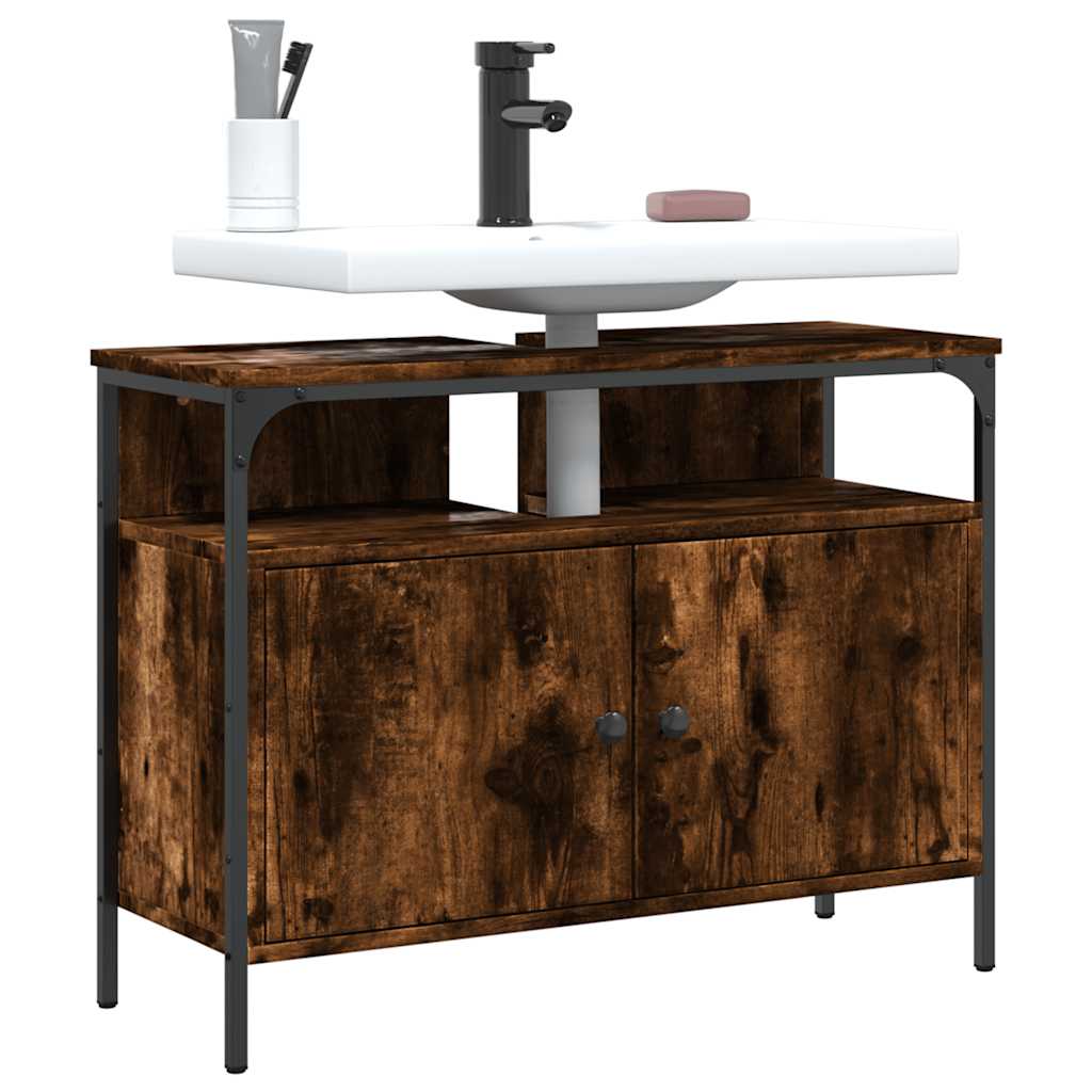 Badkamerkast 80x30x60 cm bewerkt hout gerookt eikenkleurig is nu te koop bij PeponiXL, paradijselijk wonen!