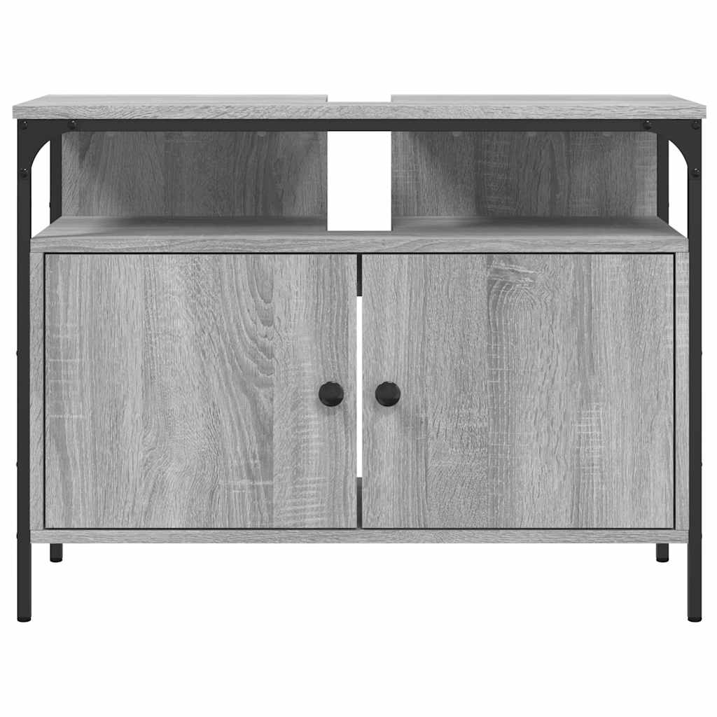 Wastafelkast 80x30x60 cm bewerkt hout grijs sonoma eikenkleurig is nu te koop bij PeponiXL, paradijselijk wonen!