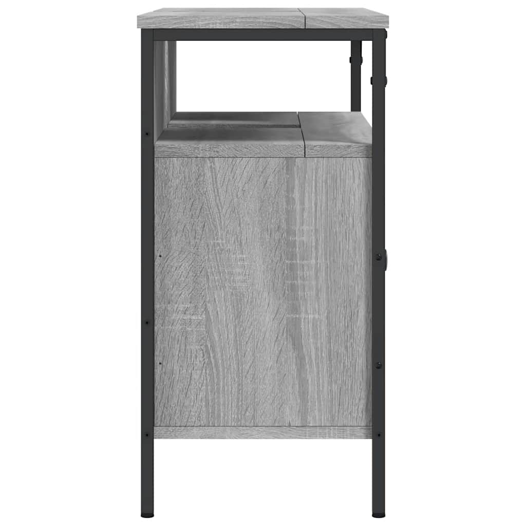 Wastafelkast 80x30x60 cm bewerkt hout grijs sonoma eikenkleurig is nu te koop bij PeponiXL, paradijselijk wonen!