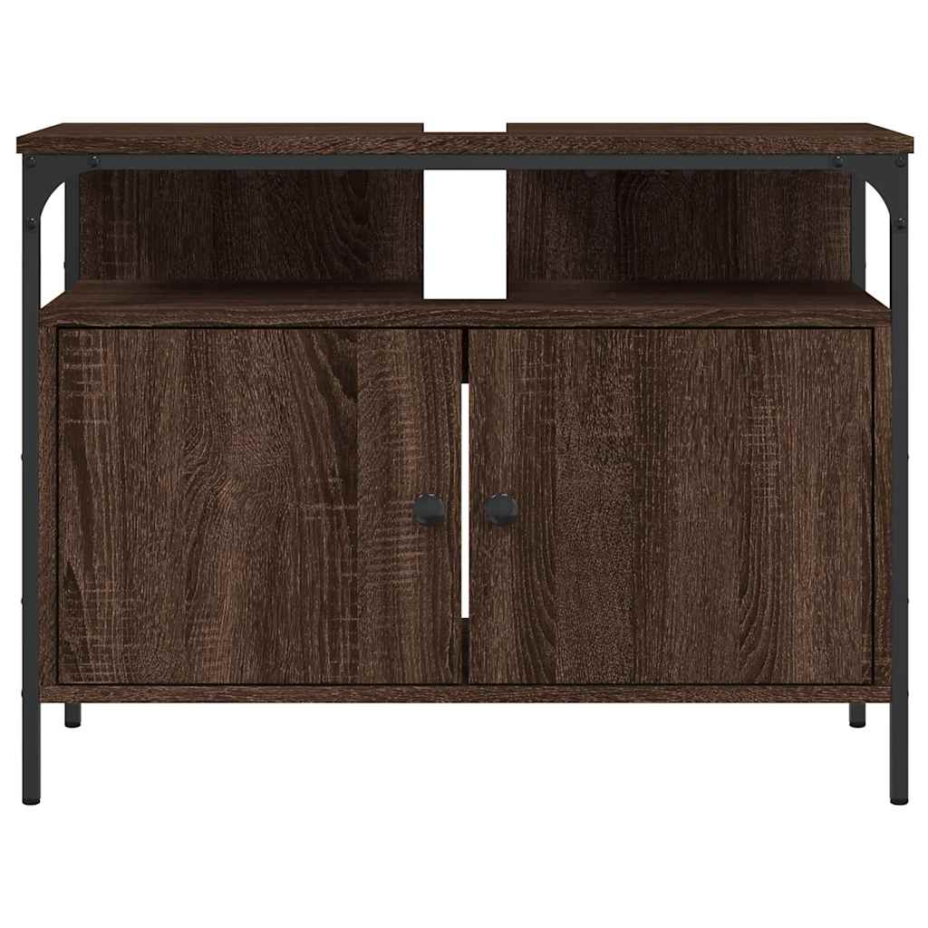 Wastafelkast 80x30x60 cm bewerkt hout bruin eikenkleurig is nu te koop bij PeponiXL, paradijselijk wonen!