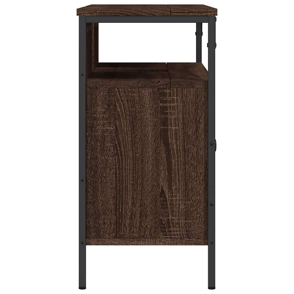 Wastafelkast 80x30x60 cm bewerkt hout bruin eikenkleurig is nu te koop bij PeponiXL, paradijselijk wonen!